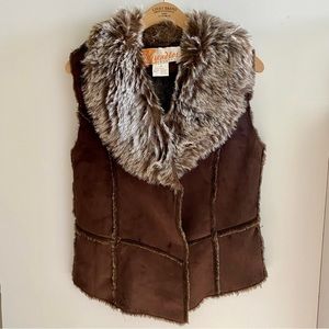 Vintage Mendlos Fashions Brown Faux Fur Vest Size Medium